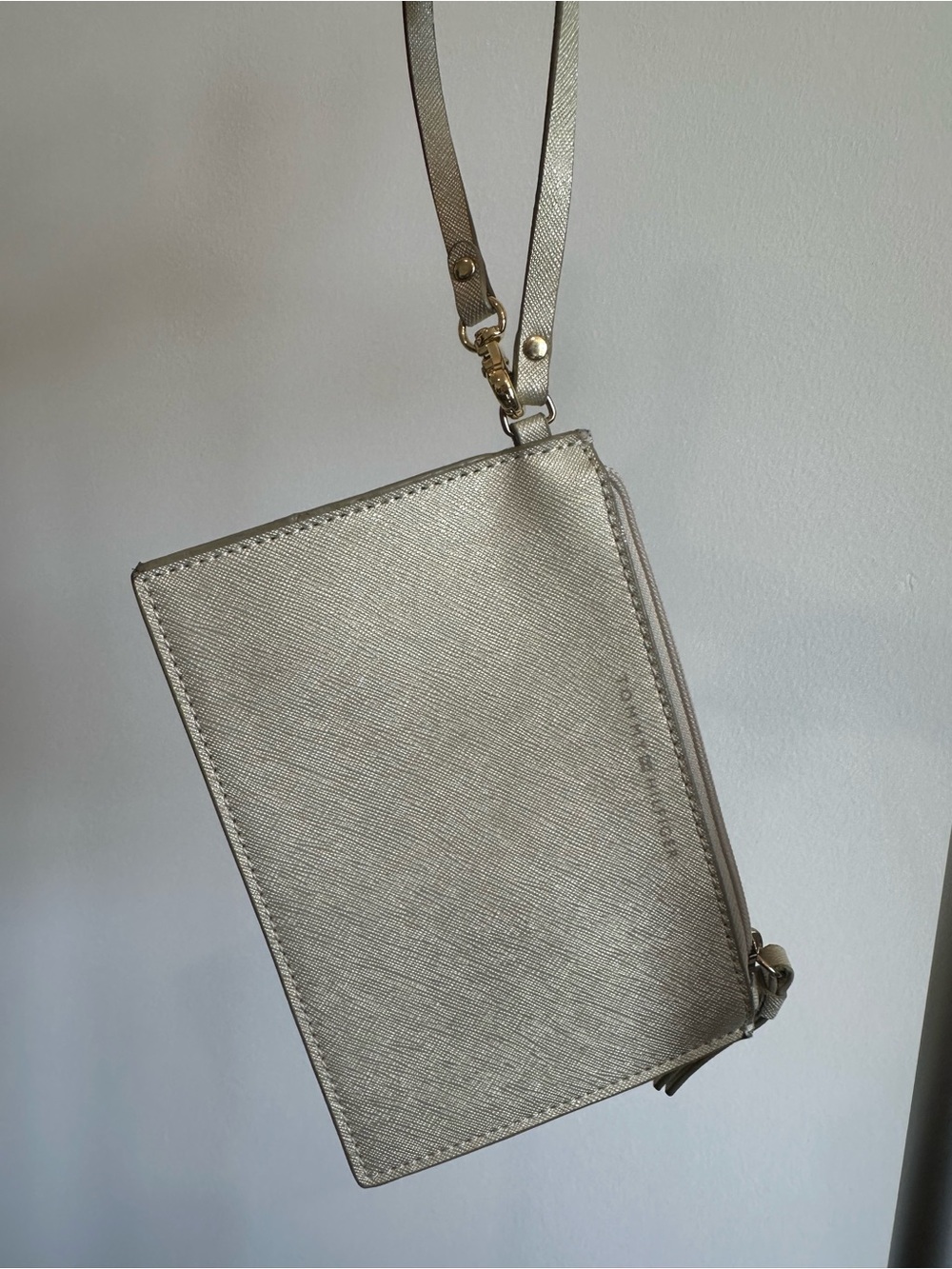 Tommy Hilfiger Metallic Silver Wristlet Crossbody